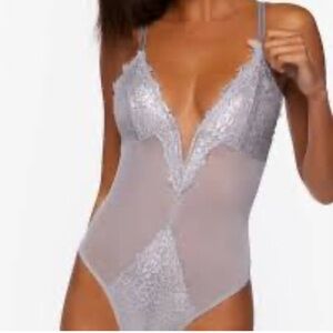 Forever 21 Shimmer Lace Lingerie Bodysuit